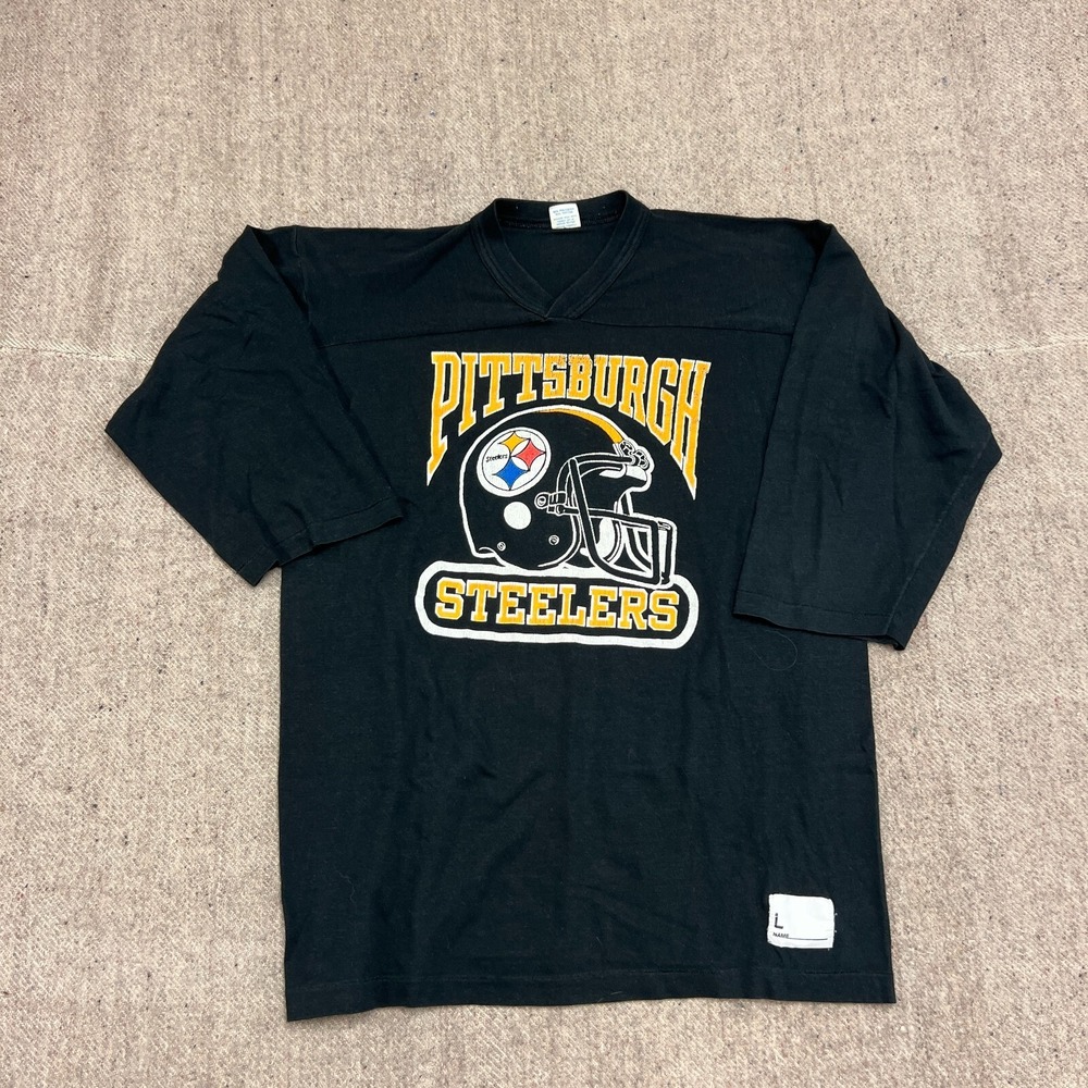 Vintage Pittsburgh Steelers Shirt Mens Medium Black 1980s NFL